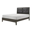 Pemberly Row Full Size Bed Button Tufted Faux Leather Upholstery in Gray