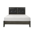 Pemberly Row Full Size Bed Button Tufted Faux Leather Upholstery in Gray