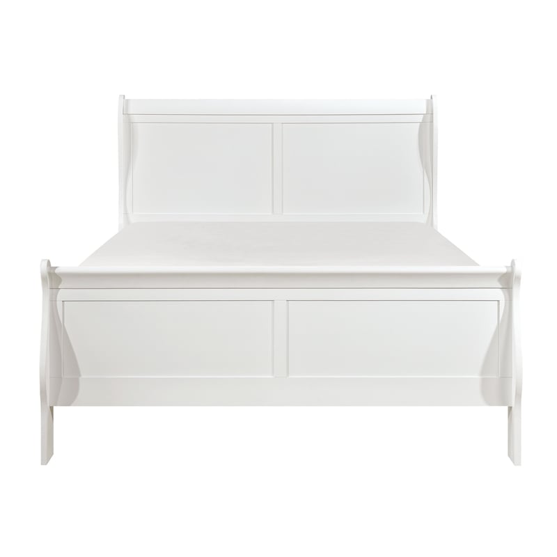 Pemberly Row Full Size Bed with Panel Headboard in White Solid Wood Finish