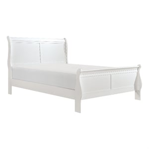Pemberly Row Full Size Bed with Panel Headboard in White Solid Wood Finish