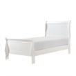 Pemberly Row Twin Size Bed with Panel Headboard Sleigh Design in White Wood