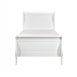 Pemberly Row Twin Size Bed with Panel Headboard Sleigh Design in White Wood