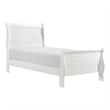 Pemberly Row Twin Size Bed with Panel Headboard Sleigh Design in White Wood