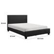Pemberly Row Queen Size Platform Bed in Black Faux Leather Upholstery Frame