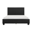 Pemberly Row Queen Size Platform Bed in Black Faux Leather Upholstery Frame