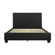 Pemberly Row Queen Size Platform Bed in Black Faux Leather Upholstery Frame