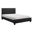 Pemberly Row Queen Size Platform Bed in Black Faux Leather Upholstery Frame