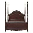 Pemberly Row Queen Size Poster Bed with Shell Motifs and Burl Inlays Brown