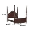 Pemberly Row Queen Size Poster Bed with Shell Motifs and Burl Inlays Brown