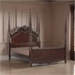 Pemberly Row Queen Size Poster Bed with Shell Motifs and Burl Inlays Brown