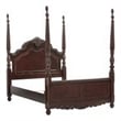 Pemberly Row Queen Size Poster Bed with Shell Motifs and Burl Inlays Brown