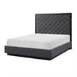 Pemberly Row Queen Size Bed with Button Tufted Headboard in Gray Ash Veneer