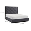 Pemberly Row Queen Size Bed with Button Tufted Headboard in Gray Ash Veneer