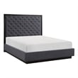 Pemberly Row Queen Size Bed with Button Tufted Headboard in Gray Ash Veneer