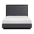 Pemberly Row Queen Size Bed with Button Tufted Headboard in Gray Ash Veneer