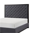Pemberly Row Queen Size Bed with Button Tufted Headboard in Gray Ash Veneer