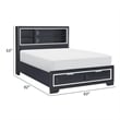 Pemberly Row Queen Bed with 2 Storage Drawers and Bookcase Midnight Blue