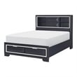 Pemberly Row Queen Bed with 2 Storage Drawers and Bookcase Midnight Blue