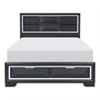 Pemberly Row Queen Bed with 2 Storage Drawers and Bookcase Midnight Blue