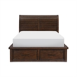 Pemberly Row Queen Platform Bed with 6 Storage Drawers Metal Handles Brown