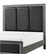 Pemberly Row Queen Bed Gray Faux Leather Upholstered Panels in Silver Gray