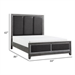 Pemberly Row Queen Bed Gray Faux Leather Upholstered Panels in Silver Gray