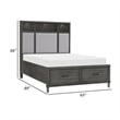 Pemberly Row Queen Platform Bed 2 Drawers Shelves on Headboard Pebble Gray