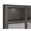 Pemberly Row Queen Platform Bed 2 Drawers Shelves on Headboard Pebble Gray