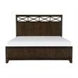 Pemberly Row Queen Bed with X Shaped Panel Accents Headboard in Dark Brown