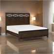 Pemberly Row Queen Bed with X Shaped Panel Accents Headboard in Dark Brown