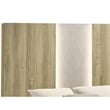 Pemberly Row Queen Size Bed with Built In Light White Trim Brown Driftwood