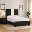 Pemberly Row Queen Panel Bed with Built In Light White Marble Trim in Black