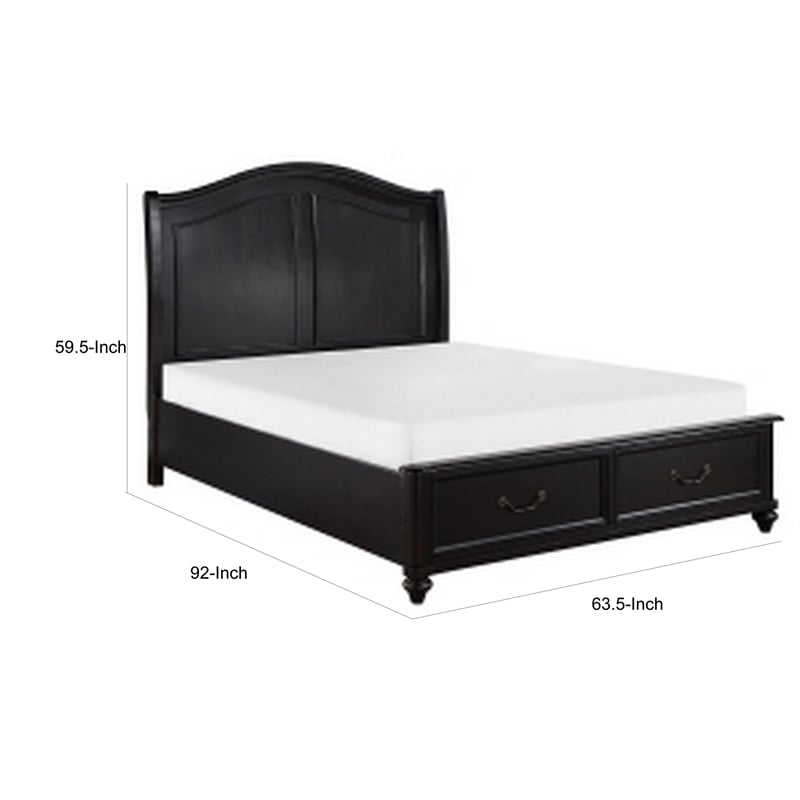 Pemberly Row Queen Size Platform Bed Panel Arch Design 2 Storage Drawers