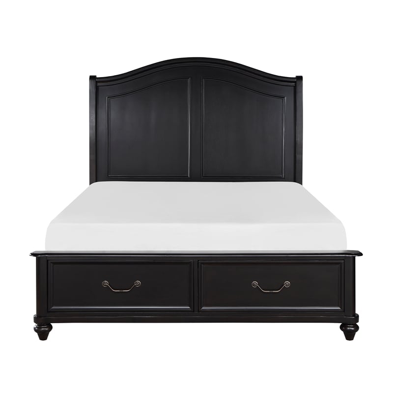 Pemberly Row Queen Size Platform Bed Panel Arch Design 2 Storage Drawers