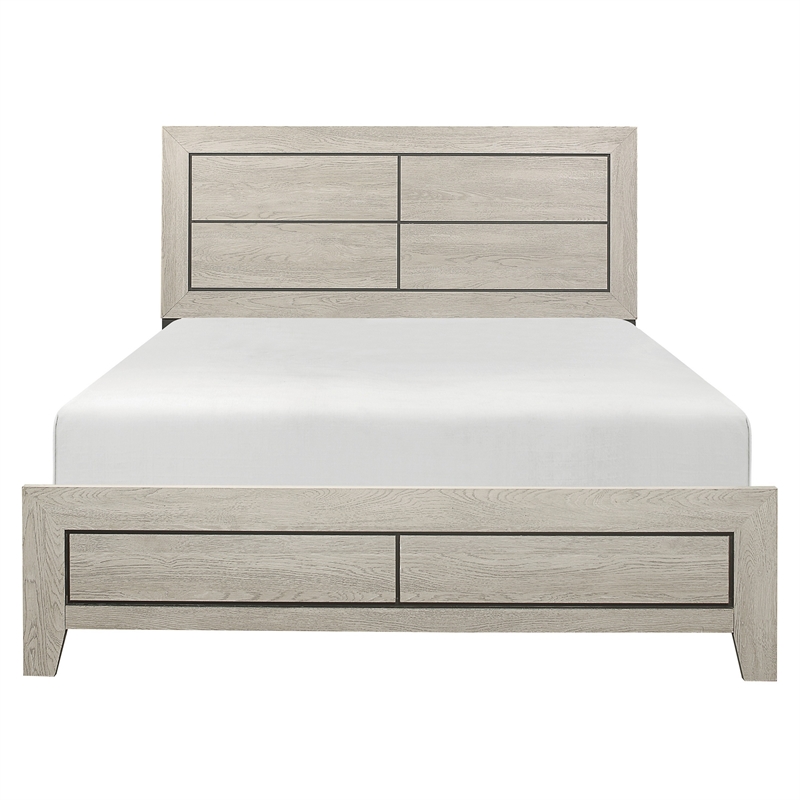 Pemberly Row California King Bed Faux Wood Grains Defined Accent Lines Brown