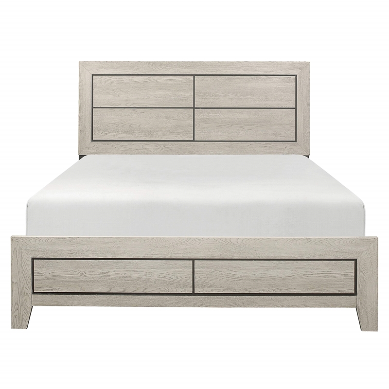 Pemberly Row California King Bed Faux Wood Grains Defined Accent Lines Brown