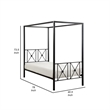 Pemberly Row Metal Canopy Bed Twin Size Square Posts Platform Base in Black