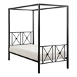 Pemberly Row Metal Canopy Bed Twin Size Square Posts Platform Base in Black
