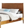 Pemberly Row Queen Size Platform Bed Low Profile Frame Panel Headboard Brown