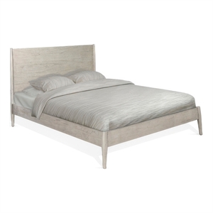 Pemberly Row King Size Platform Bed Low Profile Panel Headboard in Gray