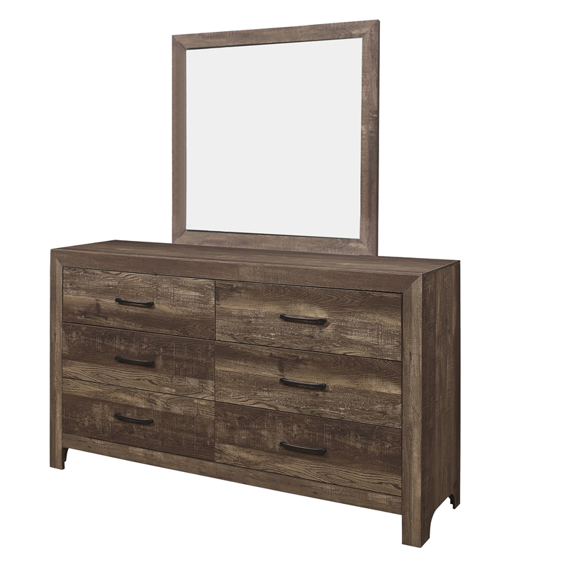 Pemberly Row 4 Piece Queen Size Bedroom Set with Panel Design in Brown