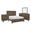 Pemberly Row 4 Piece Queen Size Bedroom Set with Panel Design in Brown
