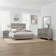 Pemberly Row 4 Piece Queen Size Bedroom Set Farmhouse Style in Gray Black