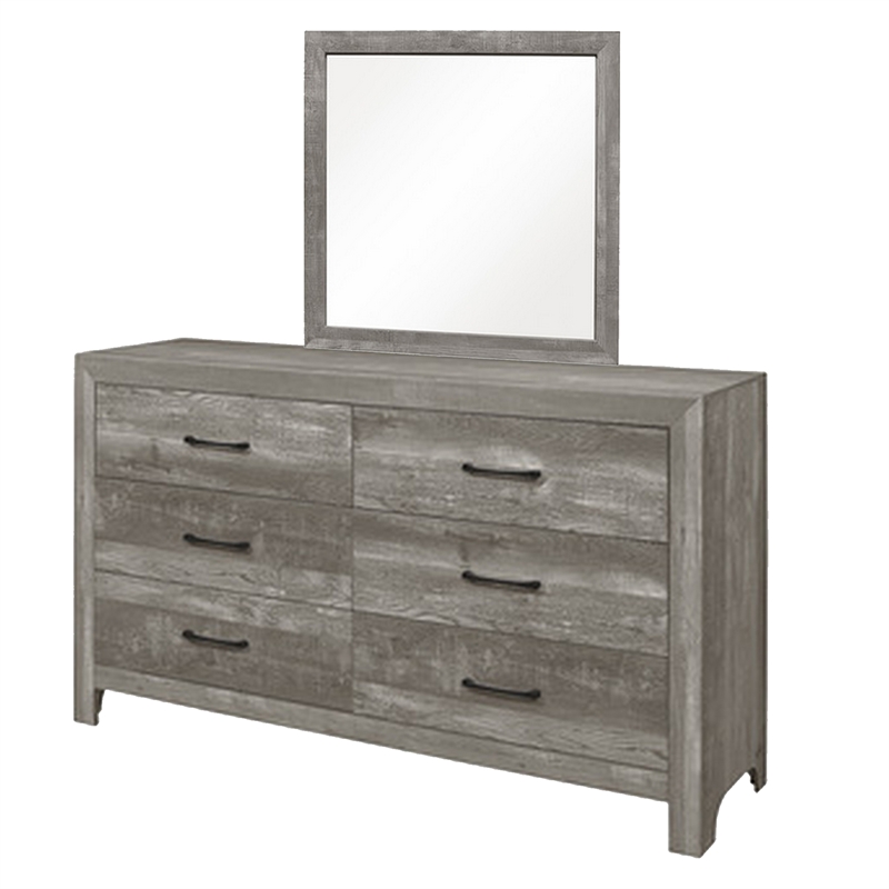 Pemberly Row 4 Piece Queen Size Bedroom Set Farmhouse Style in Gray Black