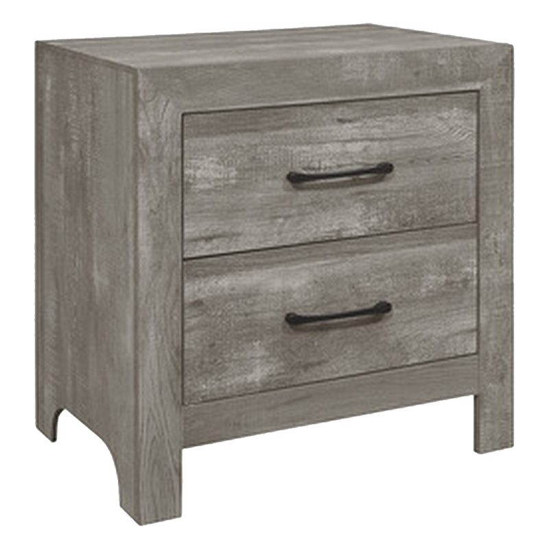 Pemberly Row 4 Piece Queen Size Bedroom Set Farmhouse Style in Gray Black