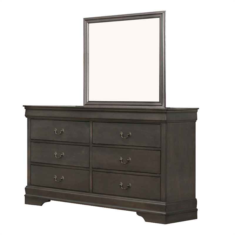 Pemberly Row 4 Piece Queen Size Bedroom Set Transitional Stained Gray Finish
