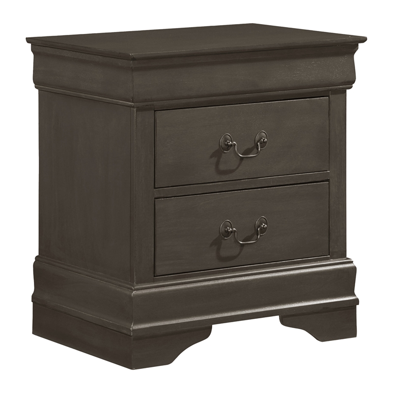 Pemberly Row 3 Piece Full Size Bedroom Set Brass Metal Handles Stained Gray