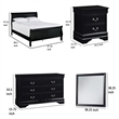 Pemberly Row 4 Piece Queen Size Bedroom Set Antique Nickel Handles in Black