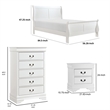Pemberly Row 3 Piece Full Size Bedroom Set Brass Metal Handles in White