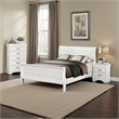 Pemberly Row 3 Piece Full Size Bedroom Set Brass Metal Handles in White